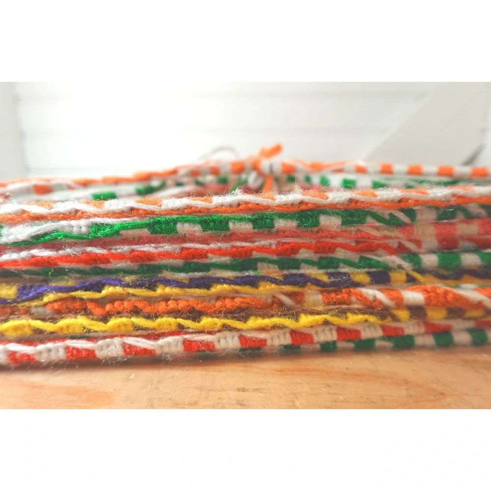 Vintage Crocheted Hangers Set of 10 Handmade Striped Multicolor Granny-core